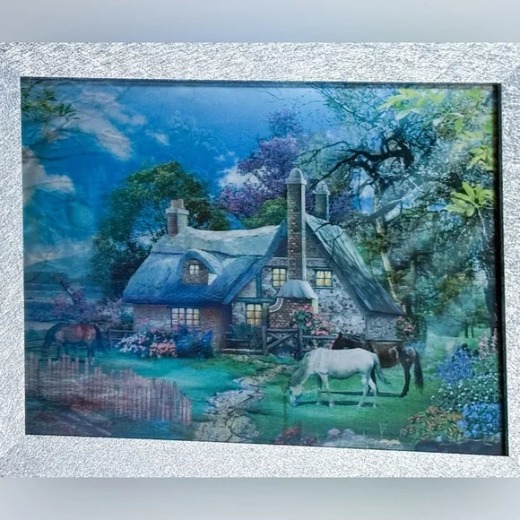 Vintage Hologram Picture Optical Illusion Storybook Cottage Lighthouse Fairycore